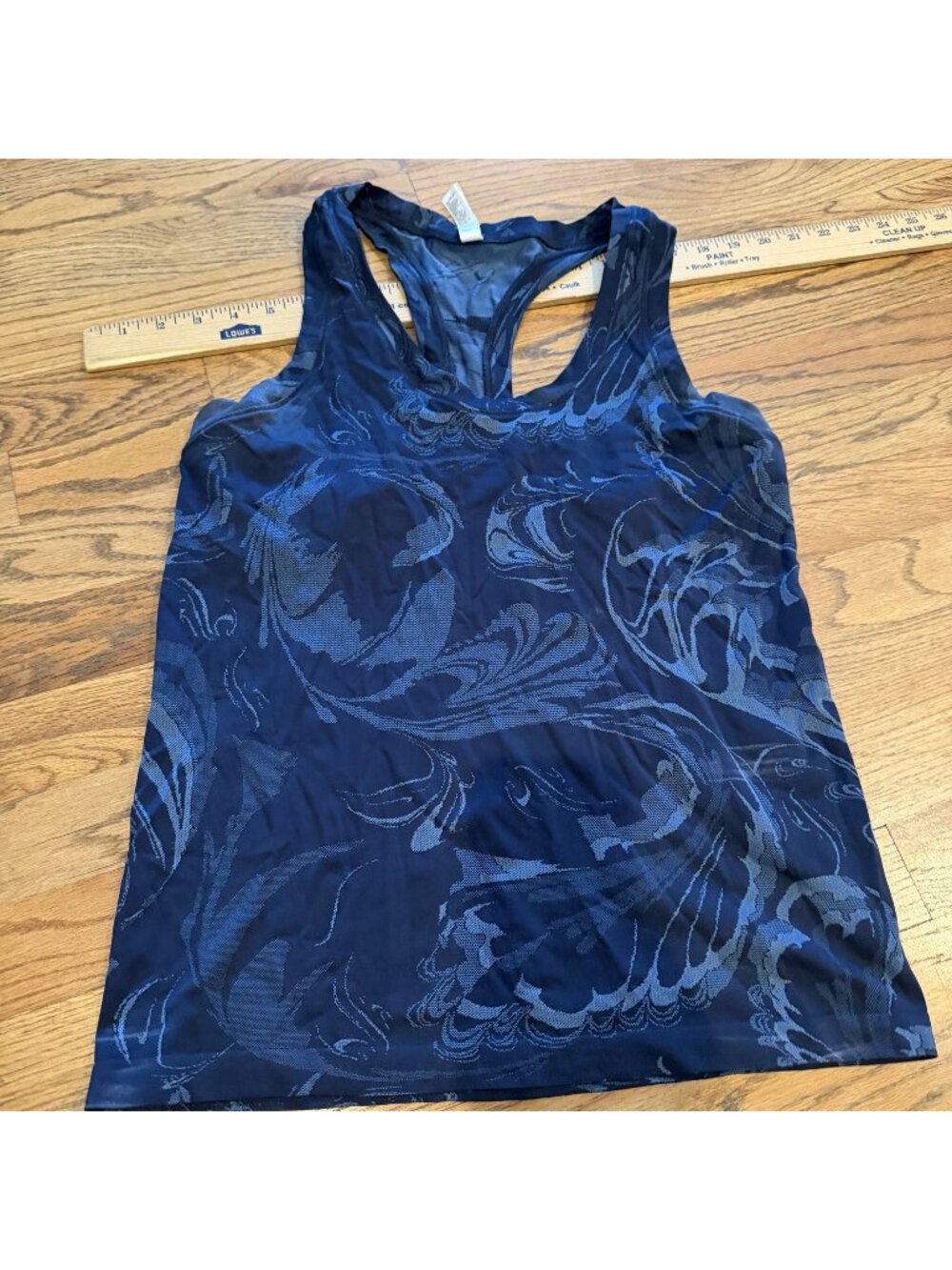 Athleta Womens Denim Blue T Back Tank Shirt Size Medium